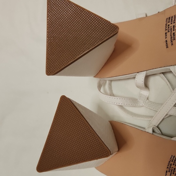New! White chunky triangle heels ankle straps formal summer party size 9.5 - Picture 13 of 16